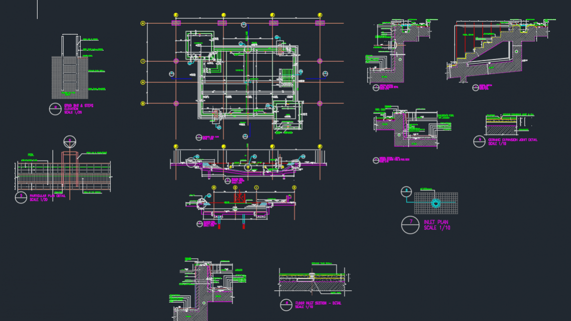 Swimming Pool Structural Details Autocad Drawing