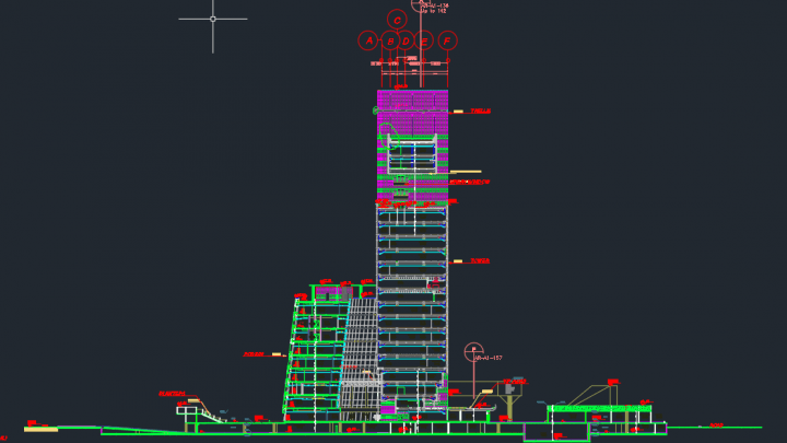 Tower Structure Elevation Details Autocad Drawing