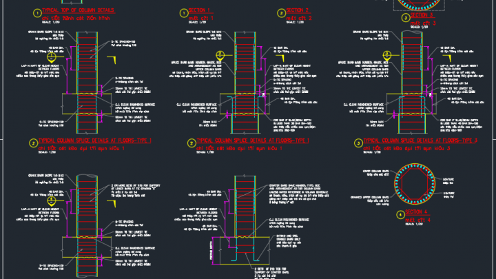 Typical Concrete Column Details Autocad Drawing