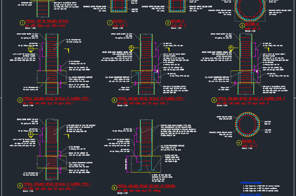 Typical Concrete Column Details Autocad Drawing