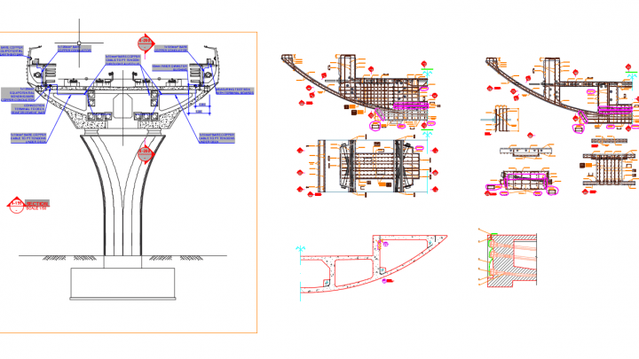 Viaduc Deck Postension Details Autocad DWG File