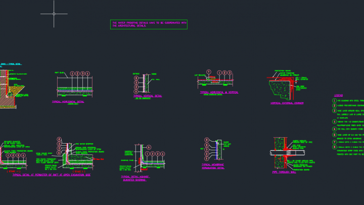 Water-Proofing Typical Details Autocad Dwg File