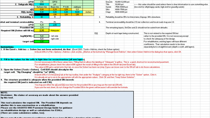 Flexible Pavement Design Excel Sheet