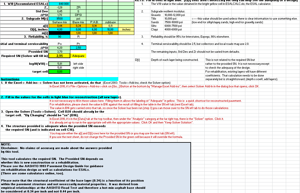 Flexible Pavement Design Excel Sheet