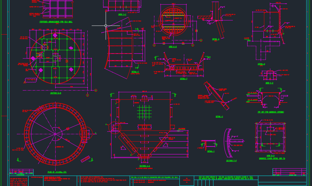 Structural Details Of Clinker Unburnt Silo – Autocad Drawing
