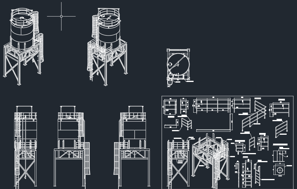 Silo Layout Plan and Elevation Details – Autocad Drawing