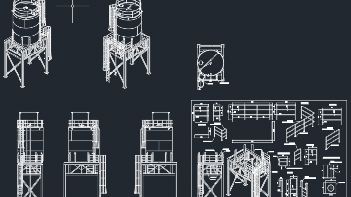 Silo Layout Plan and Elevation Details – Autocad Drawing