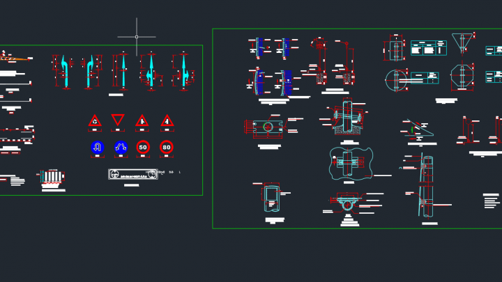 Bridge Signs and Marking Details Autocad Free drawing