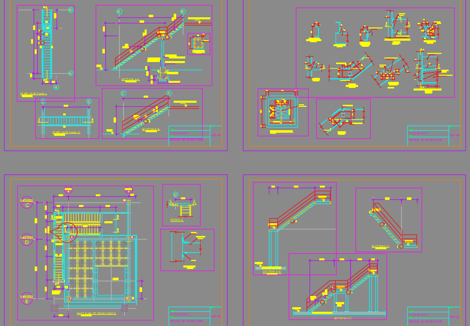 Metal Stair Details Autocad Drawing