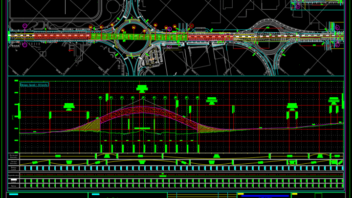 Plan and Longitudinal Profile for Bridge Autocad Free drawing