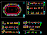 Stadium Project Layout and Elevation Plan Details Autocad Drawing