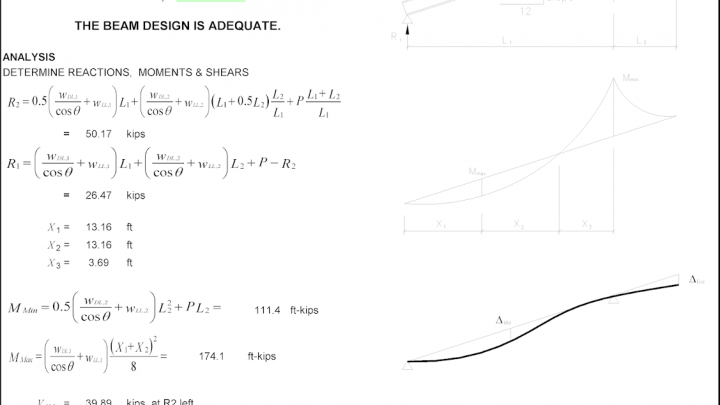 Steel Beam Design Excel Sheet with Gravity Loading