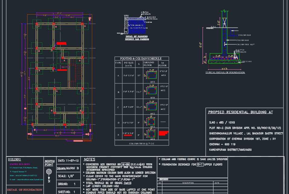 Typical details of foundation Autocad Free DWG