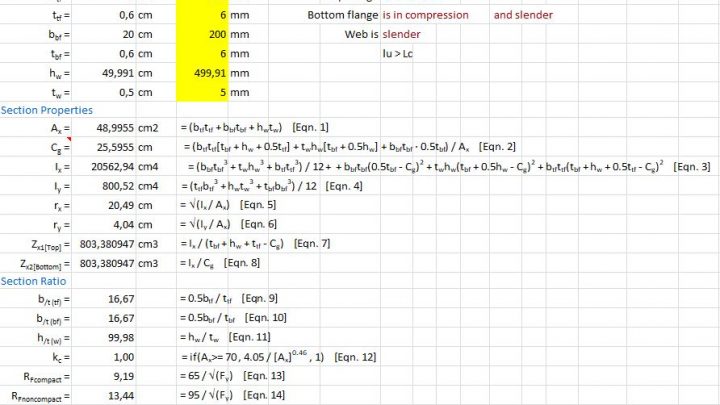 AISC-ASD89 calculation for Beam-Column member Spreadsheet