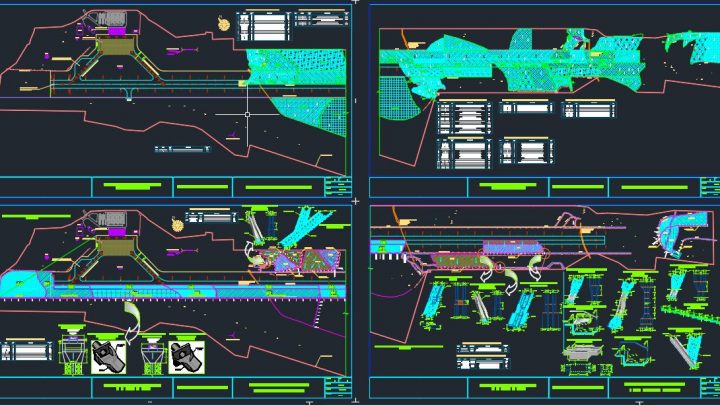 Airport Runway Drainage Elevation profil and Cross Section Autocad Details