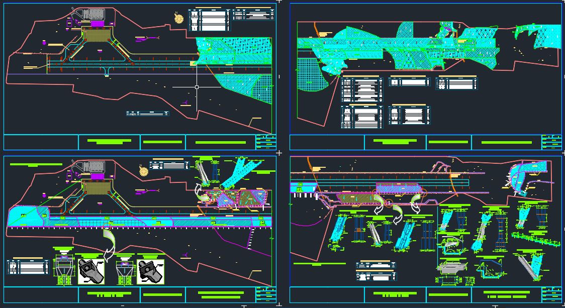 Airport Runway Drainage Elevation profil and Cross Section Autocad Details