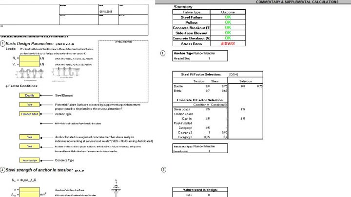 Anchor Bolt Anchorage Spreadsheet