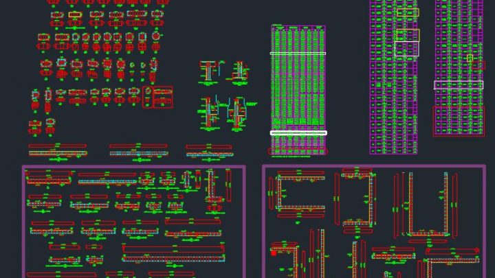 Columns and Shear Walls Details Autocad Free Drawing