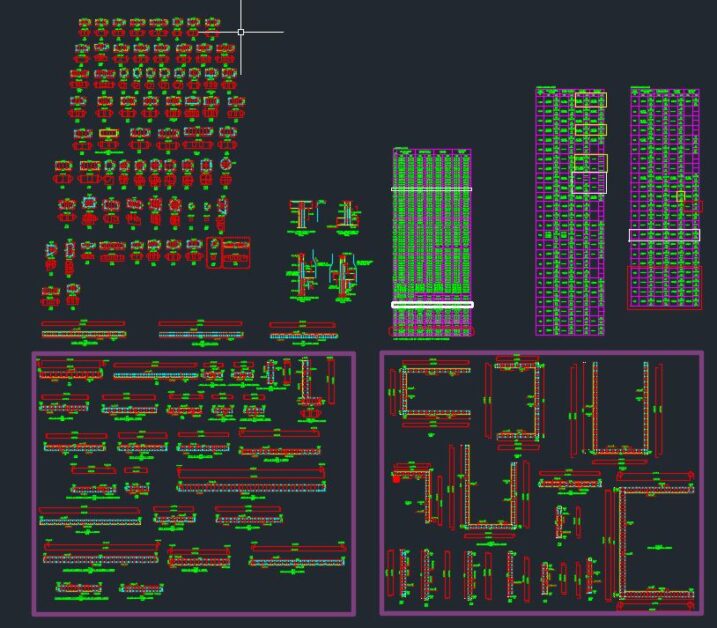 Columns And Shear Walls Details Autocad Free Drawing