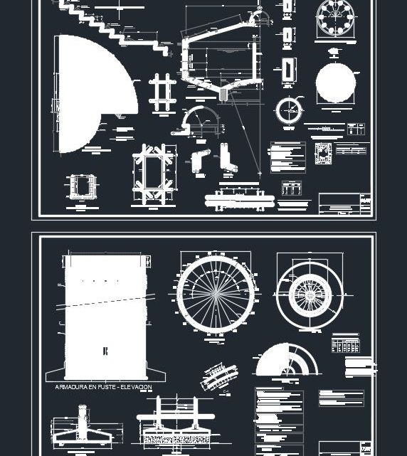 Elevated Tank Structural Details Autocad Drawing