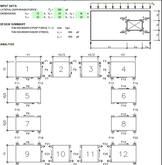 Flexible Diaphragm with an Opening Spreadsheet