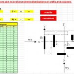 Forces due to torsion moment distributions on walls and columns Spreadsheet