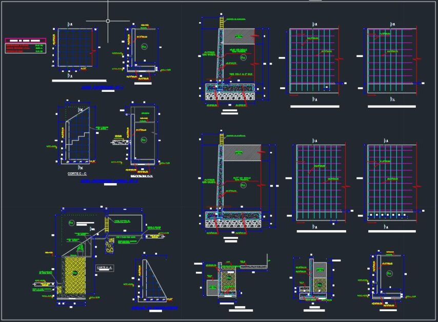 Retaining Wall Reinforcement Details Autocad Drawing 
