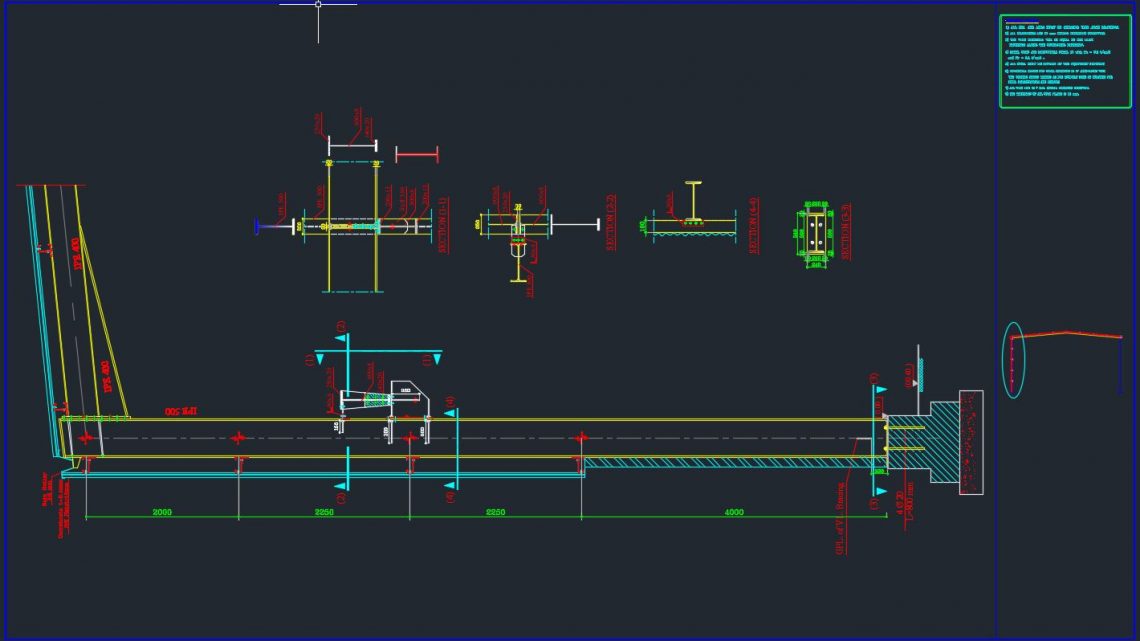 Steel Column of Frame Details Autocad Free Drawing