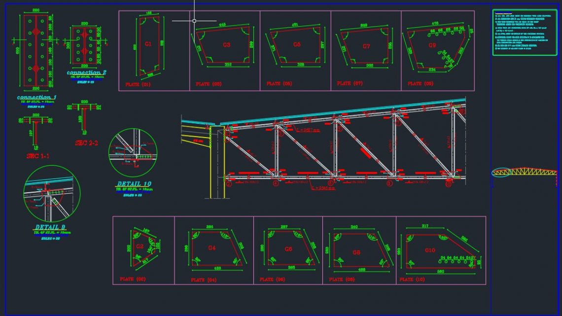 Steel Truss Detailing Autocad Free Drawing