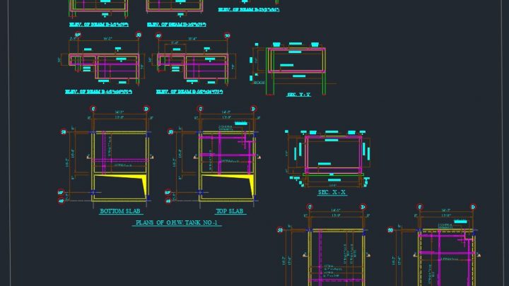 Top and Bottom Tank Slab details Autocad Free Drawing