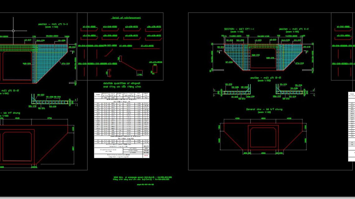 WingWall of Culvert Details Autocad Drawing