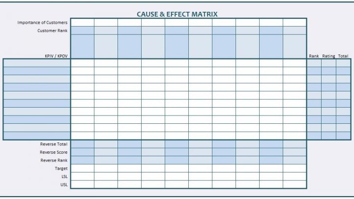 Cause and Effect Matrix Spreadsheet