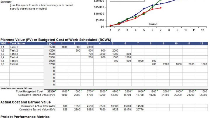 Earned Value Analysis Report Spreadsheet