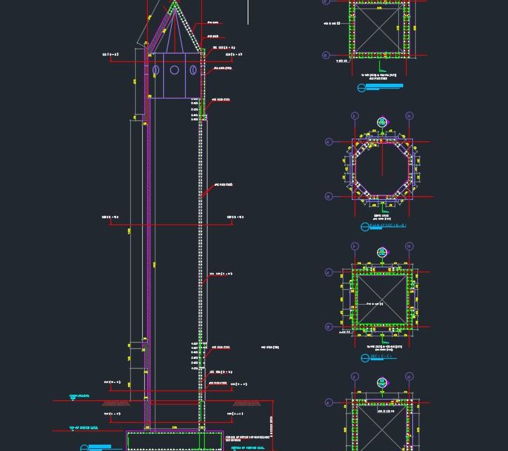 Minaret Details Autocad Free Drawing