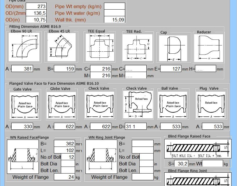 Pipe Calculator Spreadsheet