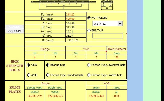 Rigid Steel Connection Spreadsheet