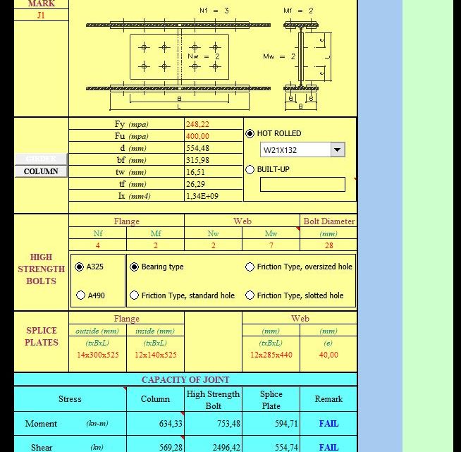 Rigid Steel Connection Spreadsheet