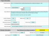 Sample Project Cost Estimate Spreadsheet