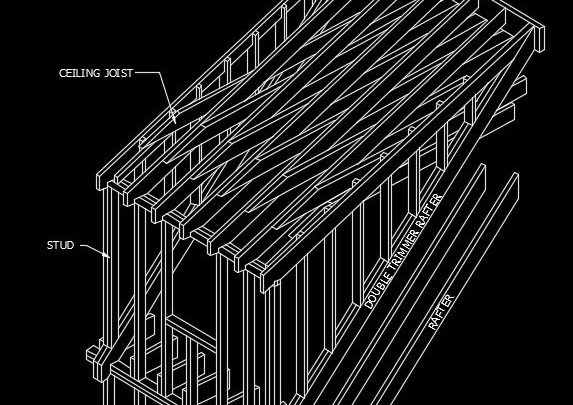 Shed Dormer Wood Roof Framing Autocad Drawing