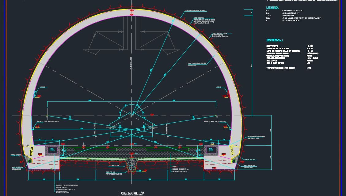 Tunnel Typical Section Autocad Free Drawing