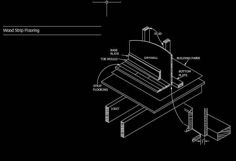 Wood Strip Flooring Autocad Drawing Detail