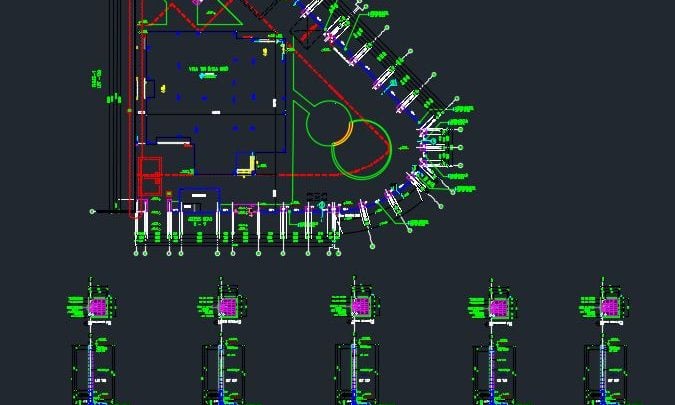 Boundry Fence Reinforcement Details Autocad Drawing