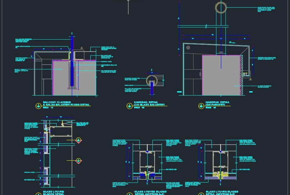 Curtain Wall and Cladding Typical Details Autocad Drawing