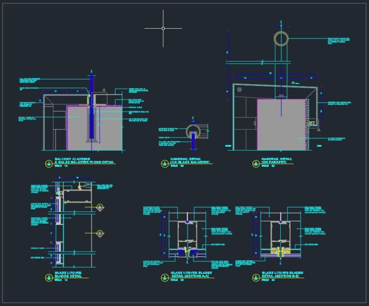 Curtain Wall And Cladding Typical Details Autocad Drawing