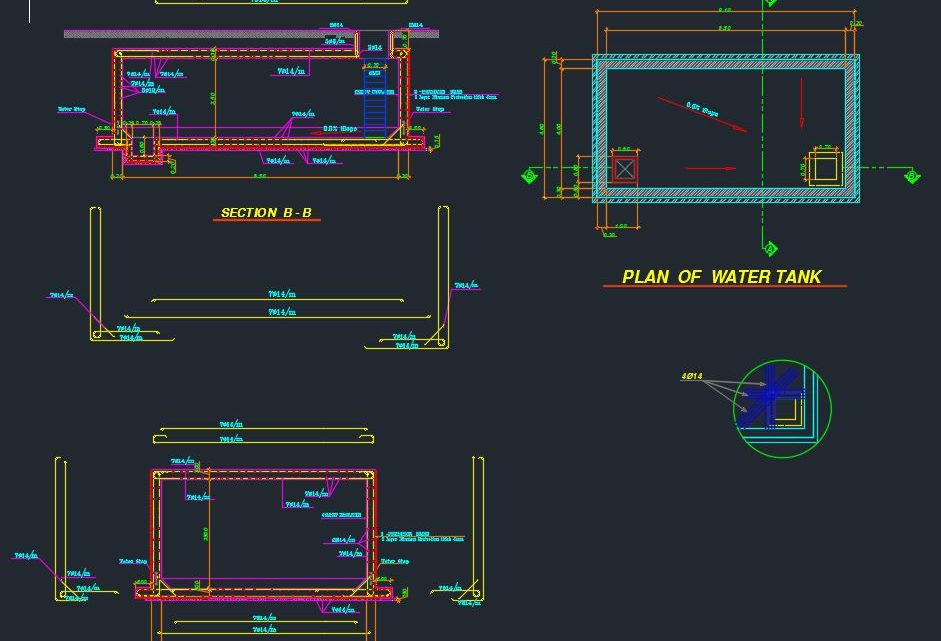 Fire Fighting Water Tank Autocad Drawing