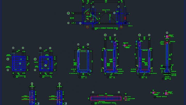 Garage and Garbage Reinforcement Structure Details Autocad Drawing