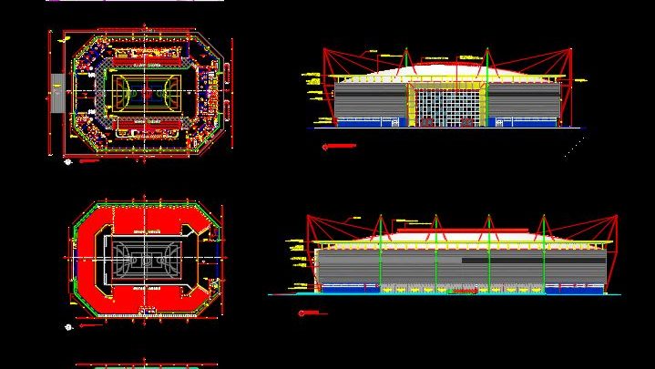 Gymnastic Stadium Plan Autocad Drawing