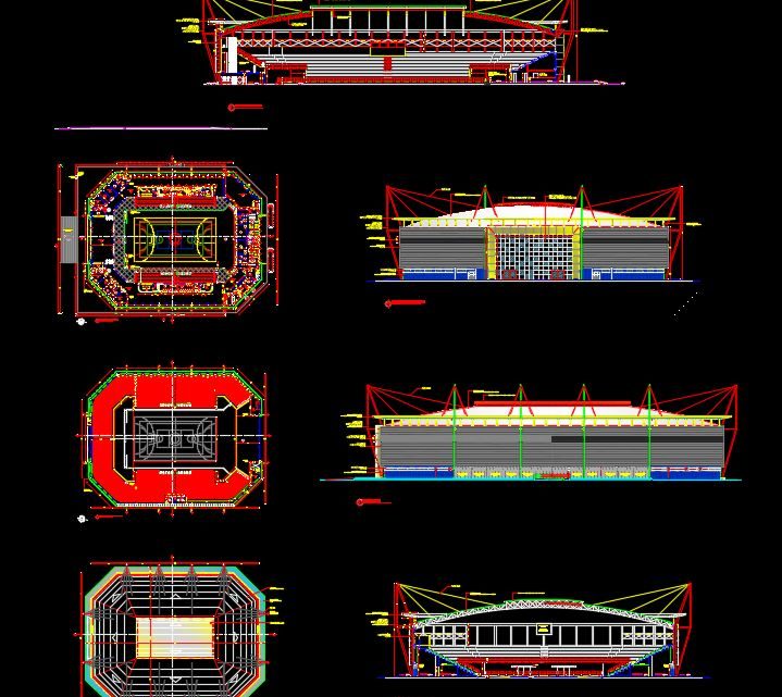 Gymnastic Stadium Plan Autocad Drawing