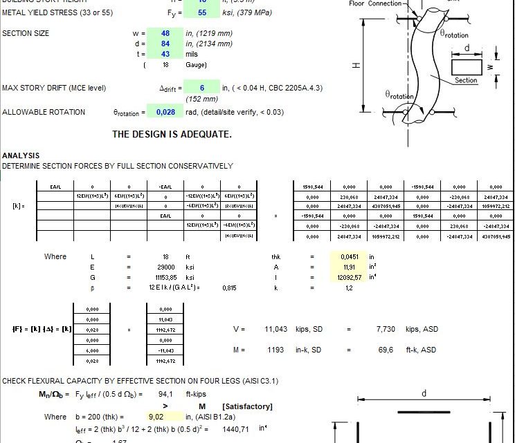 MCE Level Seismic Design for Metal Pipe and Riser Spreadsheet