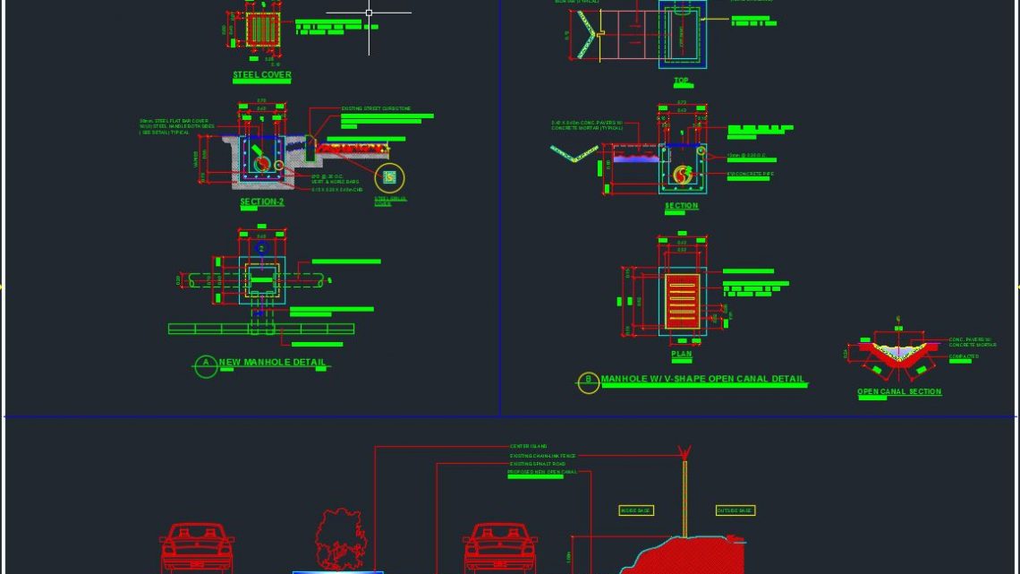 Manhole and Details Autocad Drawing